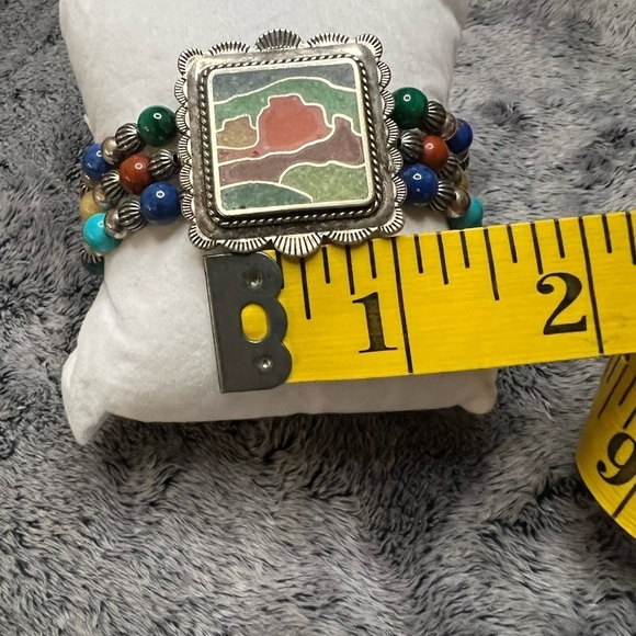 Carolyn Pollack Relios 925 Sterling Silver Multi-Gemstone Desert Scene Bracelet - Picture 4 of 6